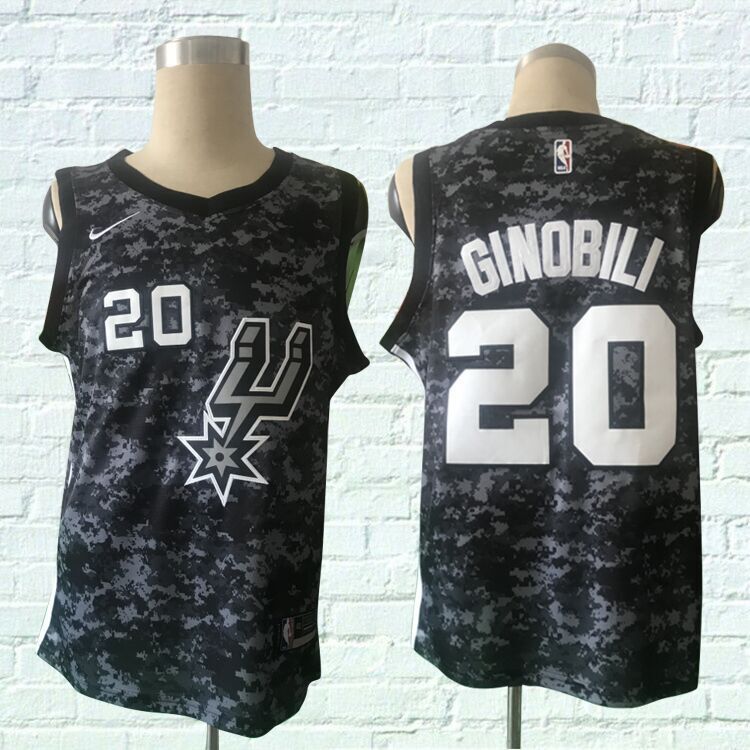 Men San Antonio Spurs #20 Ginobili Black City Edition Nike NBA Jerseys->portland trail blazers->NBA Jersey